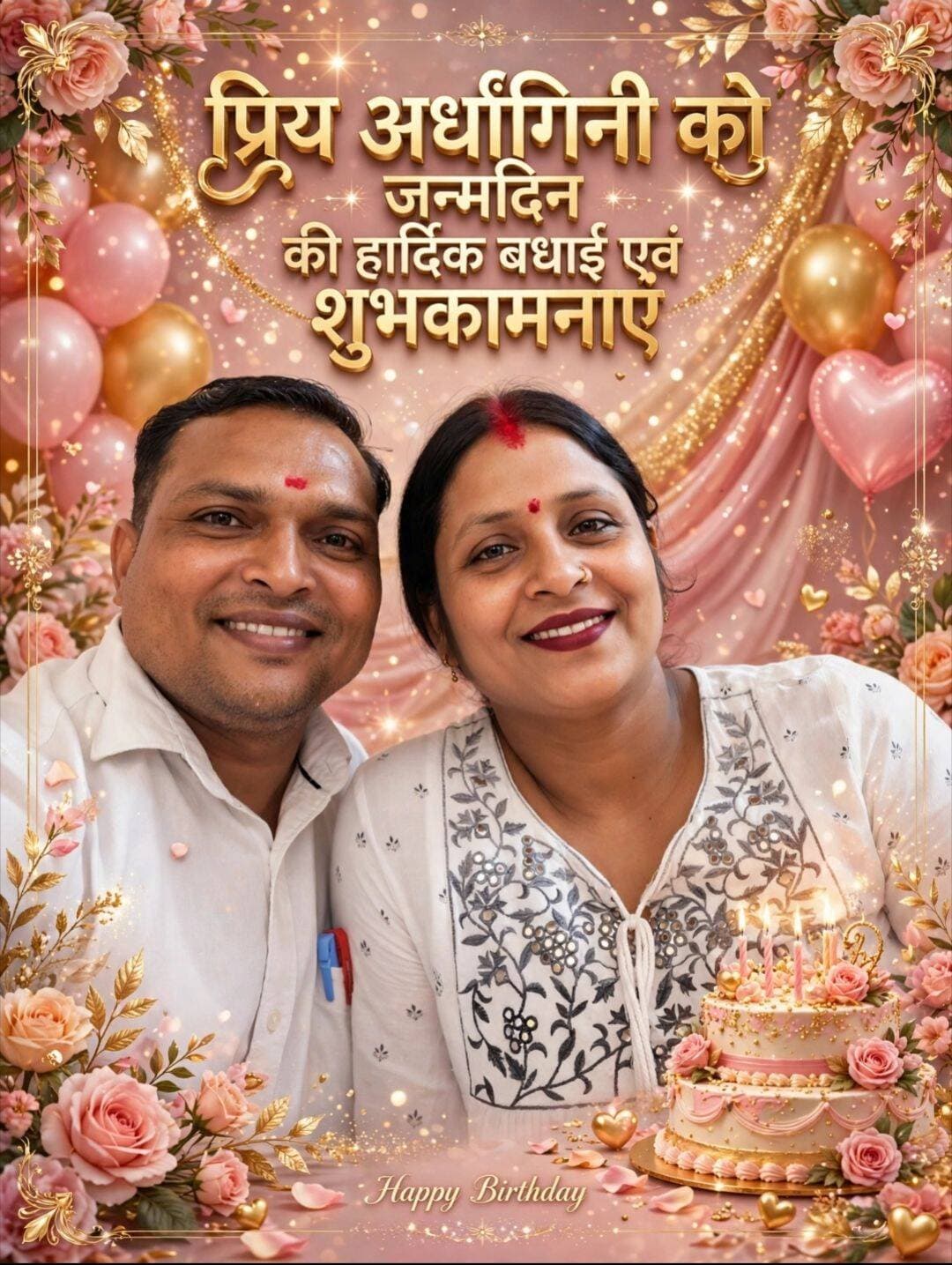 प्रिय अर्धांगिनी को जन्मदिन की ढेर सारी शुभकामनाएं! 🎂🌹