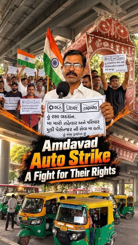 Day 3 of the rickshaw drivers’ protest continues across Amdavad. Under the “Rozgar Bachao Andolan,” drivers are raising their demands over online aggregator companies and app-based ride services.
(Rickshaw Protest, Day 3, Rozgar Bachao Andolan, Online Aggregators, App-Based Rides, Amdavad)
#Amdavad #RickshawProtest #RozgarBachaoAndolan #AutoDrivers #AmdavadNews