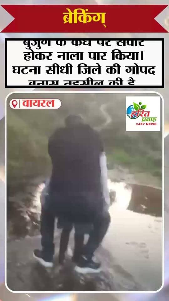 मध्य प्रदेश: महंगे जूते गीले न हो जाय, इसलिए पटवारी जी ने एक बुजुर्ग के कंधे पर सवार होकर नाला पार किया। घटना सीधी जिले की गोपद बनास तहसील की है, फिलहाल पटवारी नीलेश निलंबित हो गये हैं।