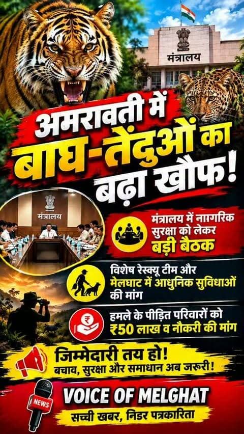 अमरावती में बाघ-तेंदुओं का बढ़ा खौफ!
मंत्रालय में नागरिक सुरक्षा को लेकर बड़ी बैठक
#breakingnews #amravati #viralnews #maharashtra #vidarbha