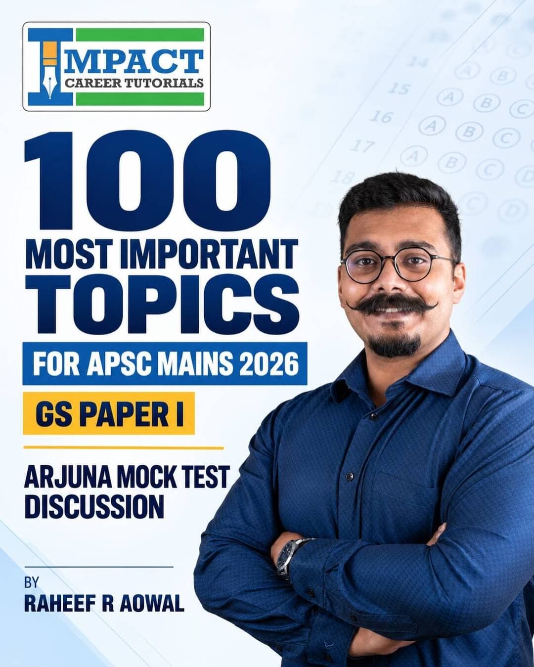📞 Contact: 86380 61175
APSC Mains 2026 Aspirants!
Prepare smarter with 100 Most Important Topics for APSC Mains 2026 – GS Paper I, featuring Arjuna Mock Test Discussion by Raheer R Aowal.
.
.
.
.
.
<nis:link nis:type=tag nis:id=apscmains2026 nis:value=APSCMains2026 nis:enabled=true nis:link/> <nis:link nis:type=tag nis:id=apsc nis:value=APSC nis:enabled=true nis:link/> <nis:link nis:type=tag nis:id=apscpreparation nis:value=APSCPreparation nis:enabled=true nis:link/> <nis:link nis:type=tag nis:id=impactcareertutorials nis:value=ImpactCareerTutorials nis:enabled=true nis:link/> <nis:link nis:type=tag nis:id=assampsc nis:value=AssamPSC nis:enabled=true nis:link/>