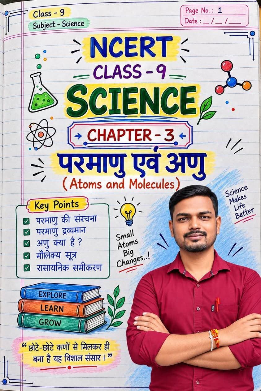 Class 9 Science | Chapter 3 – परमाणु एवं अणु ⚛️
📝 NCERT Based | Exam-Oriented Notes
छोटे-छोटे कणों से बनी है पूरी दुनिया… 🌍
अब Atoms & Molecules को आसान भाषा में समझिए और याद रखिए! 💯
📌 Save करें • Share करें • Follow करें
🎯 ऐसी ही आसान और सुंदर Notes के लिए जुड़े रहें!
🏷️ Hashtags
#Class9Science #AtomsAndMolecules #परमाणुएवंअणु #NCERT #NCERTNotes #Class9Notes #ScienceNotes #StudyNotes #ExamPreparation #BoardExam #ScienceStudy #StudyGram #Students #Education #Class9 #ViralNotes #HandwrittenNotes #EducationalPost #SSCPreparation #PPSC