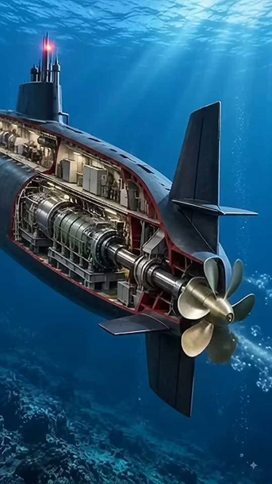 Inside look at the propulsion system of a submarine! This powerful propeller pushes tons of steel silently through the dark waters. What engineering topic should we cover next? #tech #science #submarines