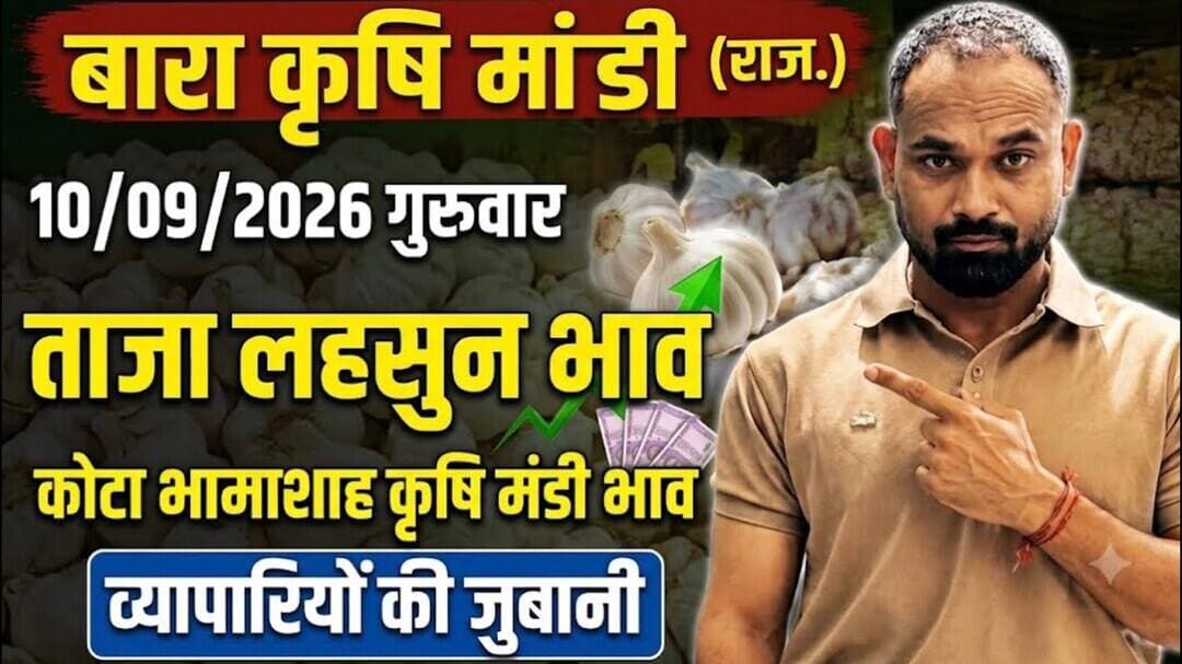 बारा कृषि मंडी ताजा लहसुनभाव #10/09/2026 गुरुवार कोटा भामाशाह कृषि मंडी भाव#ताजा लहसुन भाव#