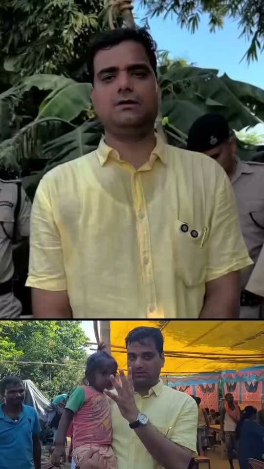 उफनती गंगा पार कर गोबराही पहुंचे डीएम, बाढ़ पीड़ितों का जाना हाल