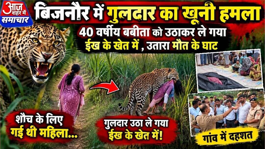 बिजनौर के नजीबाबाद में शौच के लिए गई थी युवती...गुलदार खींच ले गया खेत में #asm _news