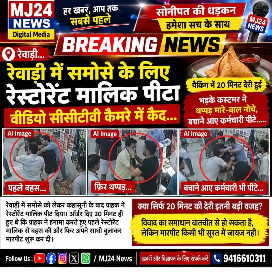 समोसे के लिए रेस्टोरेंट मालिक पीटा, वीडियो सीसीटीवी कैमरे में कैद...