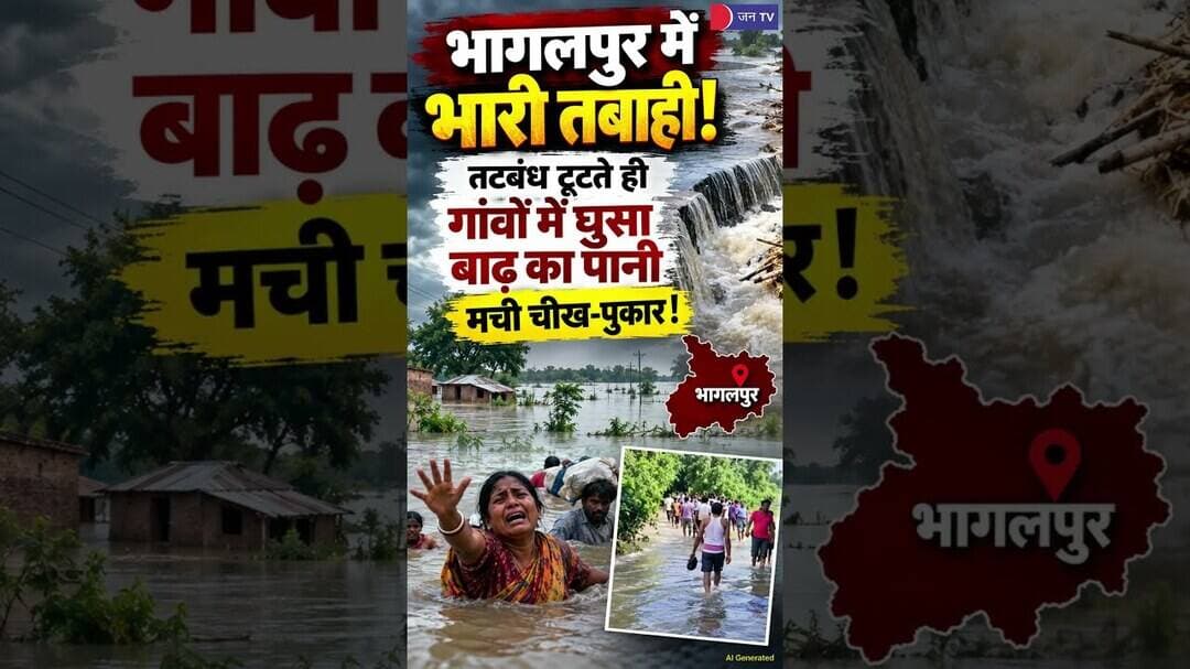 भागलपुर में तटबंध टूटते ही गांवों में घुसा बाढ़ का पानी, मची चीख-पुकार! #BhagalpurFlood #BiharFloods