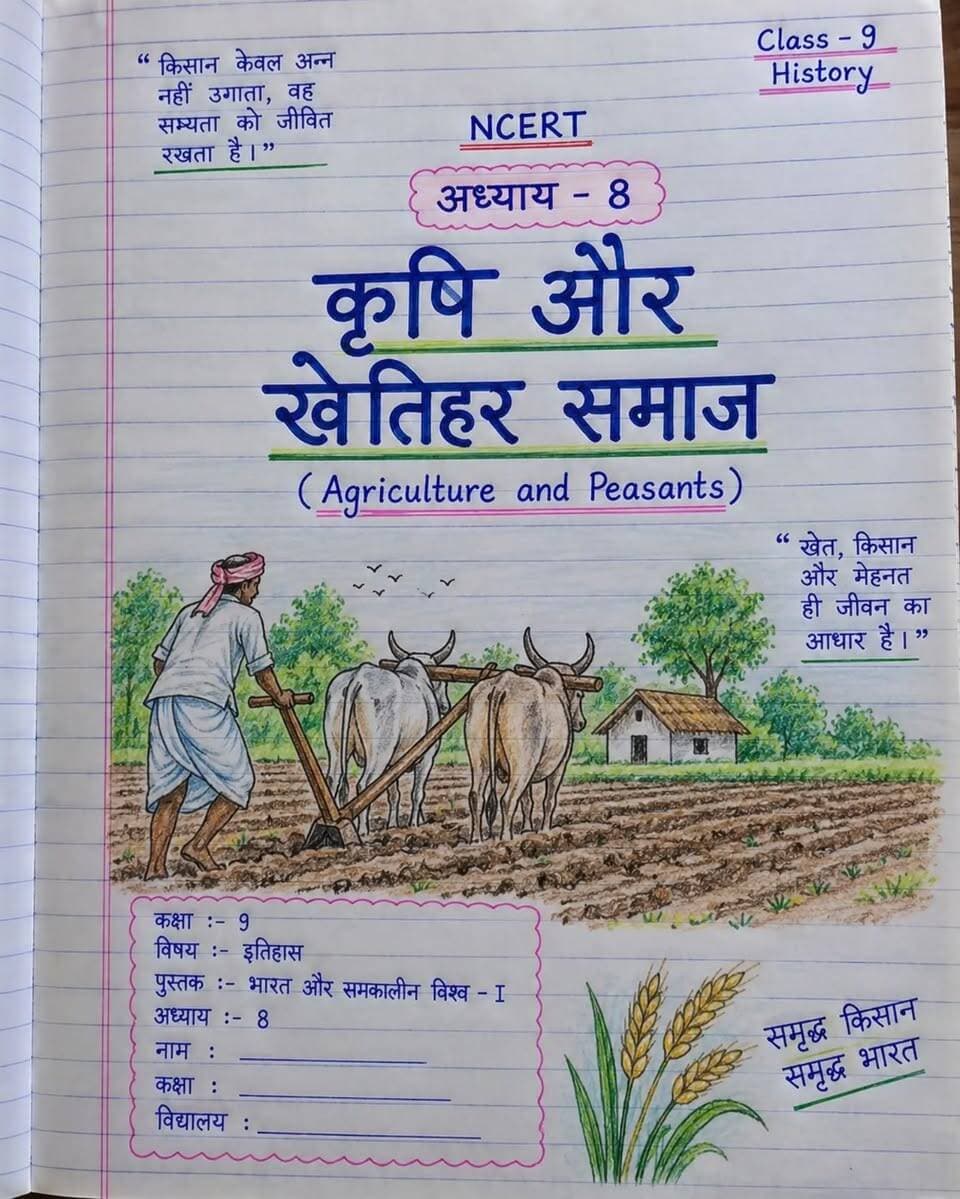 🌾 कक्षा 9 इतिहास | अध्याय 8 🌾
कृषि और खेतिहर समाज ✍️📖
किसान केवल अन्न ही नहीं उगाता, बल्कि सभ्यता और समाज को भी जीवित रखता है। 🌱
इस अध्याय के हस्तलिखित, सरल और NCERT आधारित नोट्स के साथ इतिहास की तैयारी को बनाइए और भी आसान। 💯
📌 Class 9 | History | NCERT Notes
📲 ऐसे ही उपयोगी नोट्स के लिए Follow करें और पोस्ट को Share करें।
💬 आपके अनुसार किसान समाज की रीढ़ क्यों है?