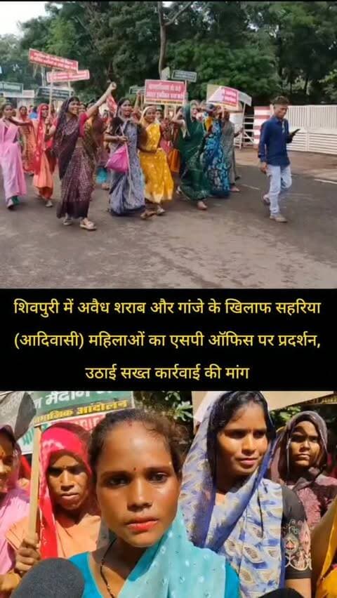 शिवपुरी में अवैध शराब और गांजे के खिलाफ सहरिया (आदिवासी) महिलाओं का एसपी ऑफिस पर प्रदर्शन, उठाई सख्त कार्रवाई की मांग