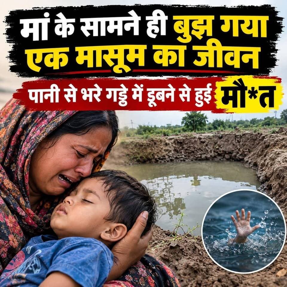 यमुनानगर..... मां के सामने बु*झ गया मासूम का जीवन, पानी से भरे गड्ढे में डू*ब*ने से मौ*त