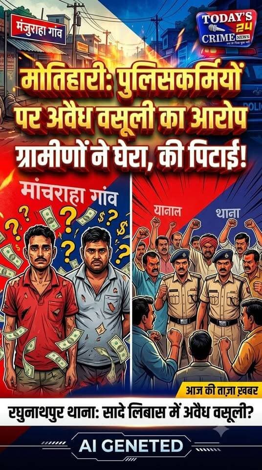 पुलिसकर्मियों पर अवैध वसूली का आरोप
मोतिहारी में पुलिस की कार्यशैली पर एक बार फिर गंभीर सवाल खड़े हुए हैं। रघुनाथपुर थाना क्षेत्र के मंजुराहा गांव में दो पुलिसकर्मियों पर सादे लिबास में राहगीरों से कथित तौर पर अवैध वसूली करने का आरोप लगा है। आरोप है कि दोनों लोगों को रोककर पैसे की मांग कर रहे थे। इसी दौरान ग्रामीणों का गुस्सा फूट पड़ा और लोगों ने दोनों को घेरकर उनकी पिटाई कर दी।।।।।।।।
#मोतिहारी #बिहार_पुलिस #पुलिसकर्मी #अवैधवसूली #पुलिसपरआरोप #रघुनाथपुर #मंजुराहा #पुलिसकार्रवाई #वायरलवीडियो #बिहारन्यूज़ #मोतिहारीन्यूज़ #Todays24CrimeNews #BiharNews #MotihariNews #PoliceNews #BreakingNews