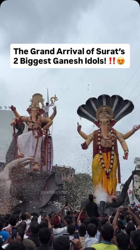 The Grand Arrival of Surat’s 2 Biggest Ganesh Idols! 🙏✨😍