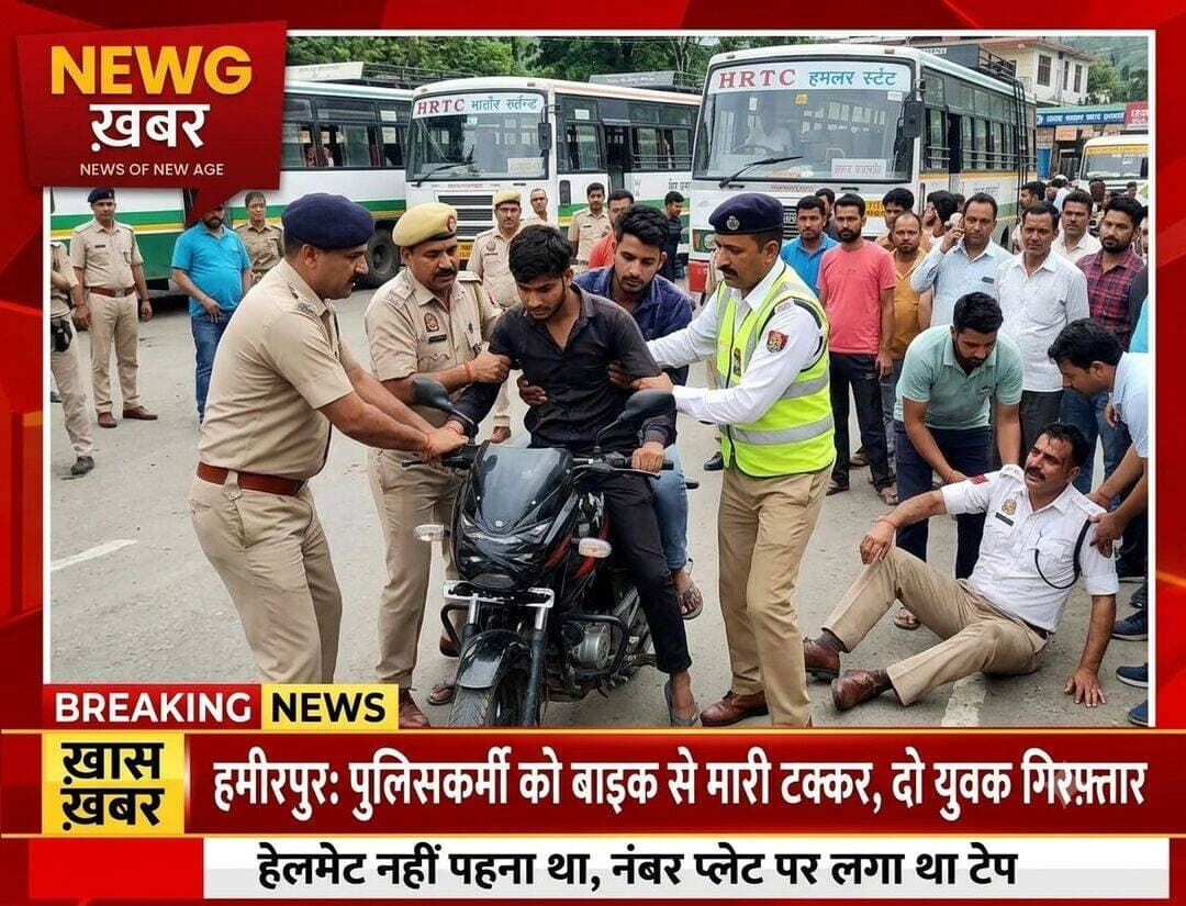 बिना नंबर प्लेट बाइक सवारों ने पुलिस कर्मी को मारी टक्कर