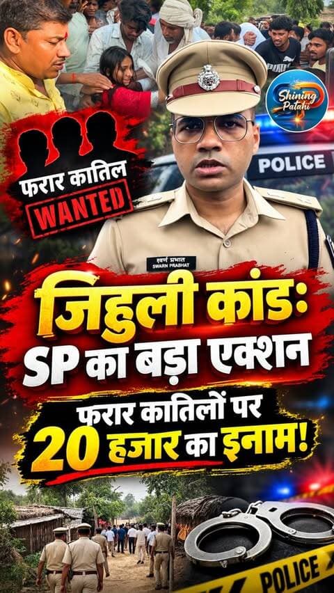 जिहुली के अपराधियों में हड़कंप! SP ने किया 20 हजार के इनाम का ऐलान, पुलिस की ताबड़तोड़ छापेमारी शुरू।
#JihuliKand #MotihariNews #EastChamparan #patahinews #CrimeNewsBihar #shiningpatahi #motihari #biharpolice #crimenews #biharnews
