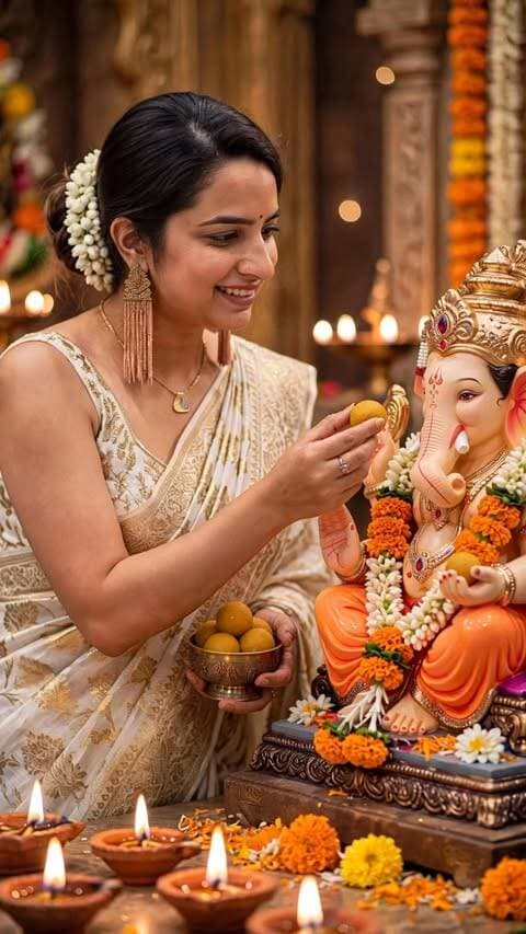 Type “Bappa” in the comment
Ganesh Chaturthi, pose with ganpati Bappa, prompt