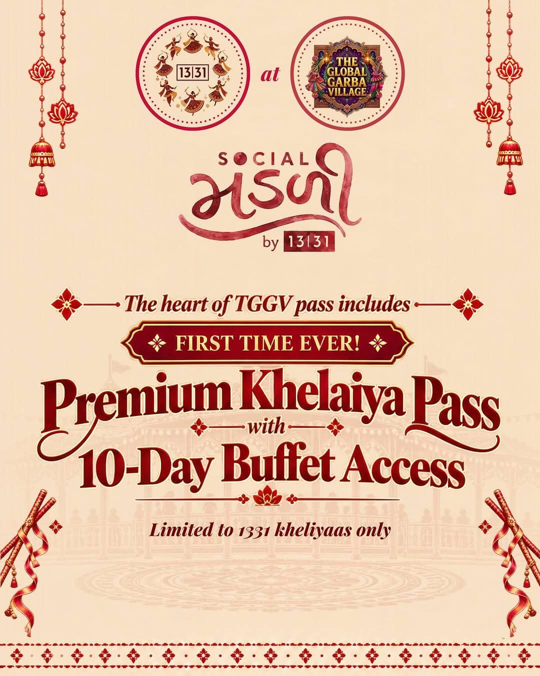 Play with @socialmandlii.stv by @1331_thirteenthirtyone at @tggv.stv
Ane Get 10 દિવસનું Buffet, Private Entry Access & Valet Parking — Especially when you’re coming with your gang of four! 🔥
Limited to 1331 Khelaiyas only‼️
રાસની મોજ, સંગીતનો તાલ અને આખી રાતની energy — @tggv.stv માં આ વખતે બધું જ થોડું વધારે special છે! ✨
So, who’s ready to make Navratri unforgettable? 👀
Where every beat brings the vibe, every step feels electric, and every night becomes a memory. 💃🏻🥁
(TGGV, The Global Garba Village, Social Mandli by 1331, Social Raas, Navratri, Garba, Gujarati Garba, Garba Night, Dhol, Dandiya, Live Music, Navratri Celebration, Surat Garba, Garba Lovers, Navratri 2026)