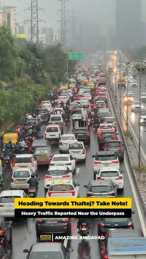 🌧️🚗 Heading towards Thaltej Underpass? Take note before you leave!
Heavy traffic is being seen around Thaltej Underpass amid the rainy weather, with long queues of vehicles slowing down movement.
If you’re planning to travel through this area, consider avoiding the route or taking an alternative route where possible. Check current traffic conditions before heading out.
(Thaltej Underpass, Thaltej, Amdavad, Thaltej Traffic, Traffic Jam, Amdavad Traffic, Rain Traffic, Heavy Traffic, Traffic Update, Rain in Amdavad, Road Traffic, Alternative Route, Monsoon Traffic, Amdavad Roads, Gujarat Traffic)
#Thaltej #Amdavad #AmdavadTraffic #TrafficUpdate #AmdavadRain