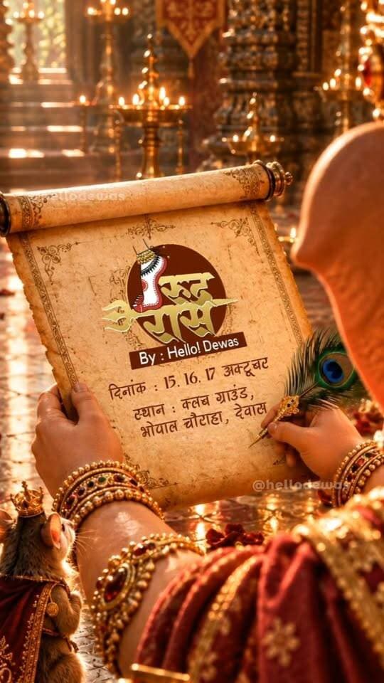 RudraRaas Big Reveal, with biggest ever Garba Venue of Dewas till date...
Date : 15, 16, 17 October
Venue : Club Ground, Near Birla International School, Bhopal Chouraha, Dewas
इस नवरात्रि 2026, हेलो! देवास लेकर आ रहा है देवास का पहला ट्रेडिशनल भव्य गरबा अनुभव...
Rudra Raas by Hello! Dewas
Stay tuned...
#Dewas #Rudraraas