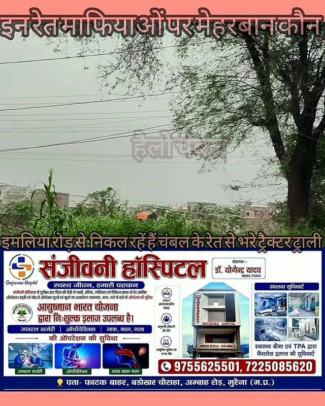 मुरैना -रेत माफियाओं पर थाना मेहरबान, तो फिर डर काहेका, इमलिया रोड़ से हर दिन निकल रहें हैं चंबल के रेत से भरे ट्रैक्टर ट्राली, वीडियो सोशल मीडिया पर वायरल।