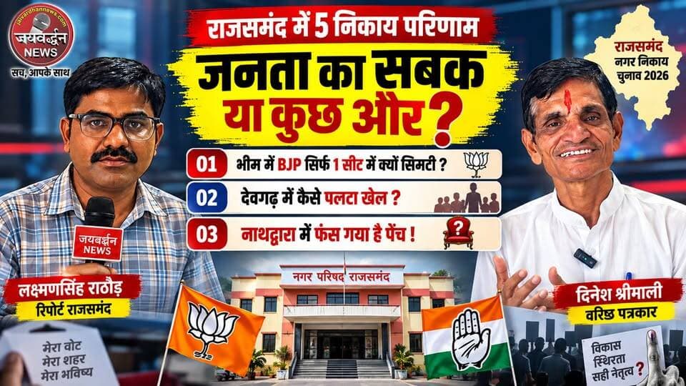 राजसमंद में 5 निकाय परिणाम : जनता का सबक या अप्रत्याशित हालात, क्या क्रॉस वोटिंग के चांस ? #Rajsamandnews
राजसमंद जिले में नगरपरिषद राजसमंद में भाजपा को पूर्ण बहुमत है, जबकि नाथद्वारा में निर्दलीय ही तय करेगा कि आखिर किसका सभापति बनेगा। हालांकि निर्दलीय भी भाजपा समर्थित ही बताया जा रहा है। क्या नाथद्वारा में क्रॉस वोटिंग का का कोई चांस है। भीम नगरपालिका में भाजपा मात्र 1 सीट ही क्यों मिली और देवगढ़ का बोर्ड भी गंवाना पड़ गया। आमेट नगरपालिका की कमान जनता ने भाजपा को सौंप दी।
Rajsamand News
Rajsamand MLA
Nagar parishad Rajsamand
Municipal election
Election 2026
Congress leader
राजसमंद के पार्षद
नगर निकाय चुनाव 2026
Congress Rajsamand
Nagarpalika Amet
Nagarpalika Devgarh
Nagarpalika Nathdwara
Nathdwara News
Nagarpalika Bhim
Sudarshan Singh Rawat
MLA Deepti Maheshwari
MLA Surendra Singh Rathore
MLA Hari Singh Rawat