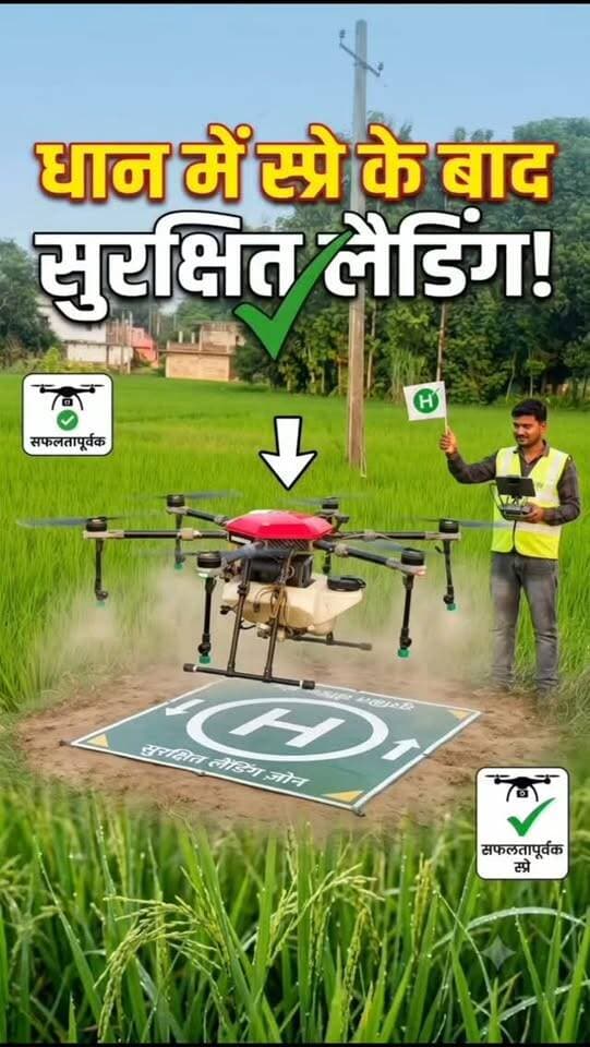 धान की फसल में ड्रोन से स्प्रे करने के बाद ड्रोन को सुरक्षित रूप से नीचे उतारा जा रहा है। 🚁🌾
#धानकीखेती🌾🌾अपना_खेत💫❤️🔥 #ड्रोनस्प्रे #कृषि #आधुनिकखेती #किसान