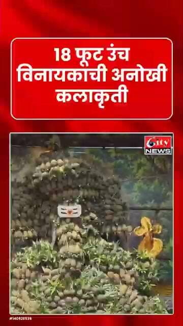 अननसाचा भव्य गणराया! 751 किलो अननसातून साकारली 18 फूट मूर्ती #citynews_amravati