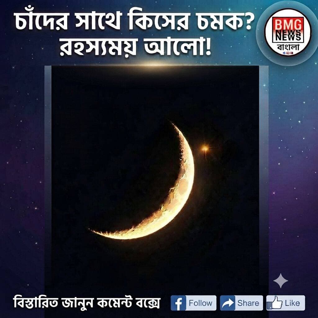 চাঁদের ঠিক পাশেই উজ্জ্বল আলোকবিন্দু! সন্ধ্যা নামতেই আকাশজুড়ে কৌতূহল, আসল রহস্যটা কী?
নিজস্ব সংবাদদাতা: আজ সন্ধ্যায় সন্ধ্যার আকাশে এক অপূর্ব ও বিরল মহাজাগতিক দৃশ্যের সাক্ষী থাকল সাধারণ মানুষ। হঠাৎ করেই বাঁকা চাঁদের ঠিক পাশেই একটি অত্যন্ত উজ্জ্বল জ্যোতিষ্ক বা আলোর বিন্দু স্পষ্টভাবে দৃশ্যমান হয়। মুহূর্তের মধ্যে এই দৃশ্য সাধারণ মানুষের নজর কাড়ে। অনেকেই কৌতূহলবশত মোবাইল বা ক্যামেরায় এই দৃশ্য বন্দি করতে শুরু করেন। কলকাতা সহ রাজ্যজুড়ে সাধারণ মানুষের মধ্যে এই দৃশ্য নিয়ে উন্মাদনা ও কৌতূহল ছিল তুঙ্গে।
আসলে এই আলোকবিন্দুটি কী?
খব নিয়ে জানা গেছে, চাঁদের ঠিক পাশেই জ্বলজ্বল করতে থাকা এই বস্তুটি অন্য কিছু নয়, আমাদের সৌরজগতের অন্যতম উজ্জ্বল গ্রহ ‘শুক্র গ্রহ’ (Venus)। খালি চোখে দেখলে একে সাধারণ তারা বলে মনে হলেও এটি আসলে একটি গ্রহ।
কেন আজ এত স্পষ্ট দেখা গেল?
জ্যোতির্বিজ্ঞানীদের মতে, একে বলা হয় 'মুন-ভেনাস কনজাংশন' (Moon-Venus Conjunction) বা চন্দ্র ও শুক্রের কাছাকাছি অবস্থান। কক্ষপথের নির্দিষ্ট বিন্যাসের কারণে পৃথিবী থেকে মনে হয় চাঁদ এবং শুক্র গ্রহ একে অপরের খুব কাছাকাছি চলে এসেছে। আজ সন্ধ্যার আকাশে মেঘের উপদ্রব কম থাকায় এবং আকাশে পর্যাপ্ত অন্ধকার নামার আগেই শুক্রের তীব্র আলো স্পষ্ট ধরা পড়ে, যা সাধারণ মানুষ খালি চোখেই অত্যন্ত সুন্দরভাবে উপভোগ করতে পেরেছেন।
সব সময় কেন আকাশে এই দৃশ্য দেখা যায় না?
শুক্র গ্রহ আমাদের খুব কাছের একটি গ্রহ হলেও এটি সারা বছর চাঁদের এত কাছাকাছি বা এমন স্পষ্টভাবে দৃশ্যমান হয় না। এর প্রধান কারণগুলি হলো:
১. সূর্যের সাপেক্ষে অবস্থান: শুক্র গ্রহ সূর্য থেকে খুব বেশি দূরে সরে যায় না। ফলে এটি সাধারণত সূর্যোদয়ের ঠিক আগে পূর্ব আকাশে (ভোরের তারা) অথবা সূর্যাস্তের ঠিক পরে পশ্চিম আকাশে (সন্ধ্যার তারা) অল্প সময়ের জন্য দেখা যায়।
২. কক্ষপথের দূরত্ব ও কোণ: পৃথিবী এবং শুক্র গ্রহের নিজস্ব কক্ষপথে সূর্যকে পরিক্রমা করার গতি আলাদা। পৃথিবী থেকে প্রতি মাসে চাঁদের অবস্থান পরিবর্তন হয়। চাঁদ ও শুক্রের কক্ষপথের কোণ এমনভাবে মিলে যায়, যা খুব বিরল সময়েই পৃথিবী থেকে কাছাকাছি অবস্থিত বলে মনে হয়।
৩. মেঘ ও আবহাওয়া: অনেক সময় আকাশে মেঘ বা অতিরিক্ত বায়ুমণ্ডলীয় দূষণের কারণে এই সূক্ষ্ম ও উজ্জ্বল মহাজাগতিক বিন্যাস খালি চোখে ধরা পড়ে না।
কলকাতা সহ রাজ্যের বিভিন্ন জেলা থেকে সন্ধ্যার আকাশে এই মনোমুগ্ধকর দৃশ্য দেখতে পাওয়া যায়। যাঁদের চোখ এই দৃশ্যে আটকে গিয়েছিল, তাঁদের কাছে এটি ছিল এক দারুণ অভিজ্ঞতা। মহাজাগতিক এই লুকোচুরি খেলা সবসময় দেখা যায় না বলেই এর আকর্ষণ সবসময় একটু আলাদা থাকে। BMG News Bangla