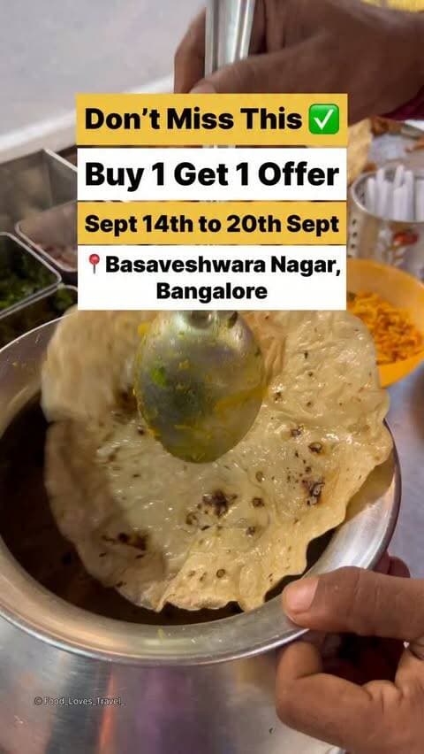 📍Mr. Girmit, Basaveshwara Nagar, Bangalore
Sept 14th to Sept 20th
Buy 1 Get 1 Girmit Free
#basaveshwaranagar #nammabengaluru #bangalorefoodies #bangaloreblogger #bangalore