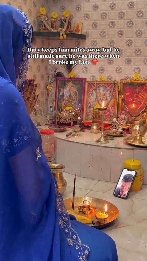 Third Teej, and once again, miles between us. ❤️
For the third year, I kept my Nirjala fast for him and broke it through a video call. Duty may keep him away, but he always makes sure that when it’s time for me to break my fast, he’s right there on the other side of the screen.
It’s not how we imagined celebrating Teej together, but his presence, even through a screen, somehow makes the distance feel a little smaller.
Three years of Teej, three years of distance, and this time, one promise next Teej, no screens, no miles, just us celebrating together. ❤️
#teej #teejspecial❤️ #couple #armylife #fasting