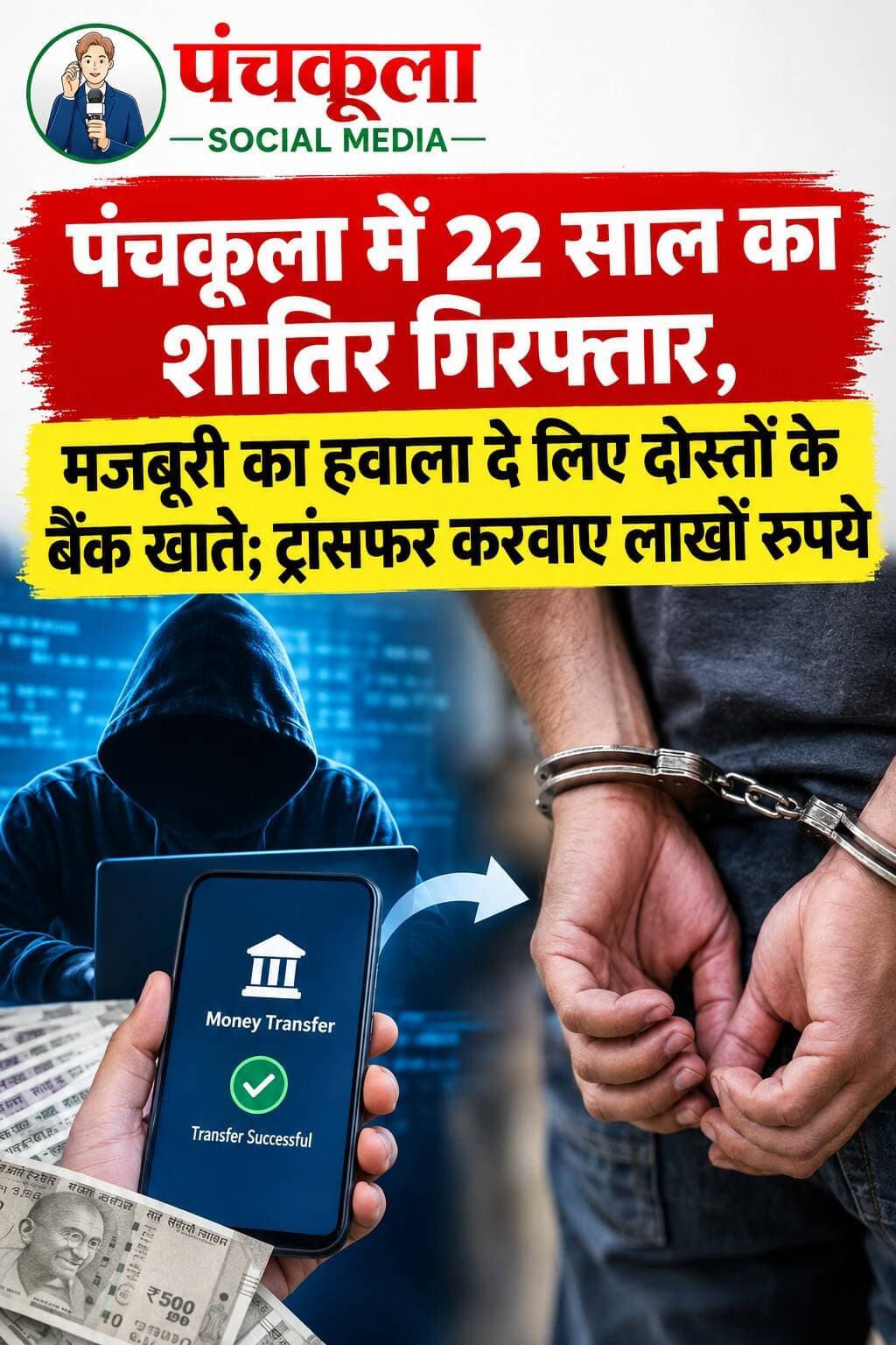 पंचकूला में 22 साल का शातिर गिर/फ्तार, मजबूरी का हवाला दे लिए दोस्तों के बैंक खाते; ट्रांसफर करवाए लाखों रुपये
पुलिस ने 22 साल के एक ऐसे शातिर को गिर/फ्तार किया है, जिसने मजबूरी का हवाला देकर दोस्तों के बैंक खाते और एटीएम कार्ड लेकर उनमें साइबर ठगी के लाखों रुपये मंगवाई।
शातिर विशाल कुमार मूलरूप से हरियाणा के सोनीपत का रहने वाला है और पिंजौर में रह रहा था। साइबर अपराध पर अंकुश लगाने और म्यूल बैंक खातों के खिलाफ कार्रवाई के लिए पुलिस कमिश्नर आईपीएस पंकज नैन के निर्देश पर चलाए जा रहे अभियान के तहत यह कार्रवाई की गई।
साइबर थाना सेक्टर-20 की जांच में संदिग्ध बैंक खातों से जुड़ी साइबर ठगी की शिकायतें सामने आई थीं। साइबर थाना प्रभारी युद्धवीर सिंह ने बताया कि जांच में सामने आया कि विशाल ने अपने साथी के साथ मिलकर मजबूरी का हवाला देकर दोस्ती का फायदा उठाया।
दोस्तों को गुमराह कर बैंक खातों की जानकारी और एटीएम कार्ड हासिल किए गए। इन खातों में साइबर ठगी की रकम मंगवाकर एटीएम से निकाल ली जाती थी। अब तक सात बैंक खातों के दुरुपयोग और करीब आठ लाख रुपये की संदिग्ध साइबर ठगी की रकम सामने आई है।
डीसीपी क्राइम एंड ट्रैफिक अमरिंदर सिंह ने बताया कि आरोपित को गिरफ्तार कर दो दिन के रिमांड पर लिया गया था। रिमांड के दौरान मोबाइल बरामद किया गया। उसे जेल भेज दिया गया, जबकि उसके साथी की तलाश जारी है।
<nis:link nis:type=tag nis:id=panchkula nis:value=panchkula nis:enabled=true nis:link/> <nis:link nis:type=tag nis:id=panchkulanews nis:value=panchkulanews nis:enabled=true nis:link/> <nis:link nis:type=tag nis:id=panchkulasocialmedia nis:value=panchkulasocialmedia nis:enabled=true nis:link/> <nis:link nis:type=tag nis:id=cybercrime nis:value=cybercrime nis:enabled=true nis:link/>