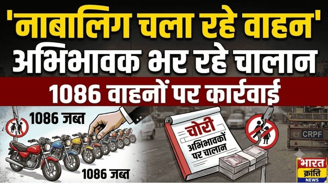 नाबालिग चला रहे वाहन, अभिभावक भर रहे चालान!
भदोही में नाबालिगों के वाहन चलाने के मामलों पर यातायात विभाग ने कार्रवाई तेज की है। बीते एक साल में 1086 वाहनों का चालान किया गया।
अभिभावकों से अपील है कि नाबालिग बच्चों को वाहन न दें और सड़क सुरक्षा नियमों का पालन करें।
<nis:link nis:type=tag nis:id=bhadohi nis:value=Bhadohi nis:enabled=true nis:link/> <nis:link nis:type=tag nis:id=trafficpolice nis:value=TrafficPolice nis:enabled=true nis:link/> <nis:link nis:type=tag nis:id=roadsafety nis:value=RoadSafety nis:enabled=true nis:link/> <nis:link nis:type=tag nis:id=minordriving nis:value=MinorDriving nis:enabled=true nis:link/> <nis:link nis:type=tag nis:id=bharatkrantinews nis:value=BharatKrantiNews nis:enabled=true nis:link/>