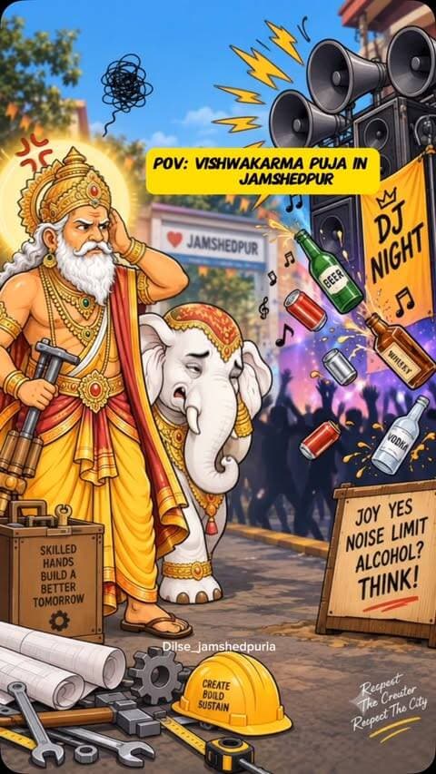 POV: Jamshedpur Vishwakarma Puja be like… 😅
Bhagwan Vishwakarma ji came to bless the machines, vehicles & tools… but the DJ decided to bless the entire neighbourhood! 🔊😂
And then the daru bottles entered the scene… 🍻
Puja kam, DJ aur party zyada!
Jamshedpur’s Vishwakarma Puja — where devotion meets full-on celebration! 😄
#VishwakarmaPuja #Jamshedpur #Jamshedpuria #JamshedpurDiaries #VishwakarmaPuja2026 JamshedpurReels Jharkhand JamshedpurLife POV JamshedpurVibes ViralReels DesiCelebration
jamshedpur
jharkhand
instagram
keepsupporting
reelsinstagram
reelkarofeelkaro
reelitfeelit
reels
trending
trendingreels