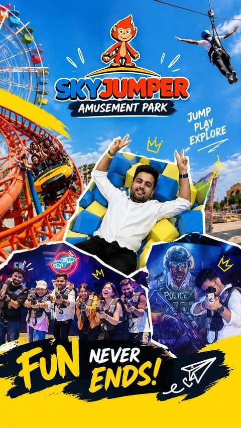 From crazy rides to non-stop fun, Sky Jumper Amusement Park is the perfect place to make unforgettable memories with your squad! 🎡🔥
Bring your friends, bring your family, and get ready for a day full of fun, thrills & adventure! 😍
📍 Sky Jumper Amusement Park
🎟️ Plan your visit now!