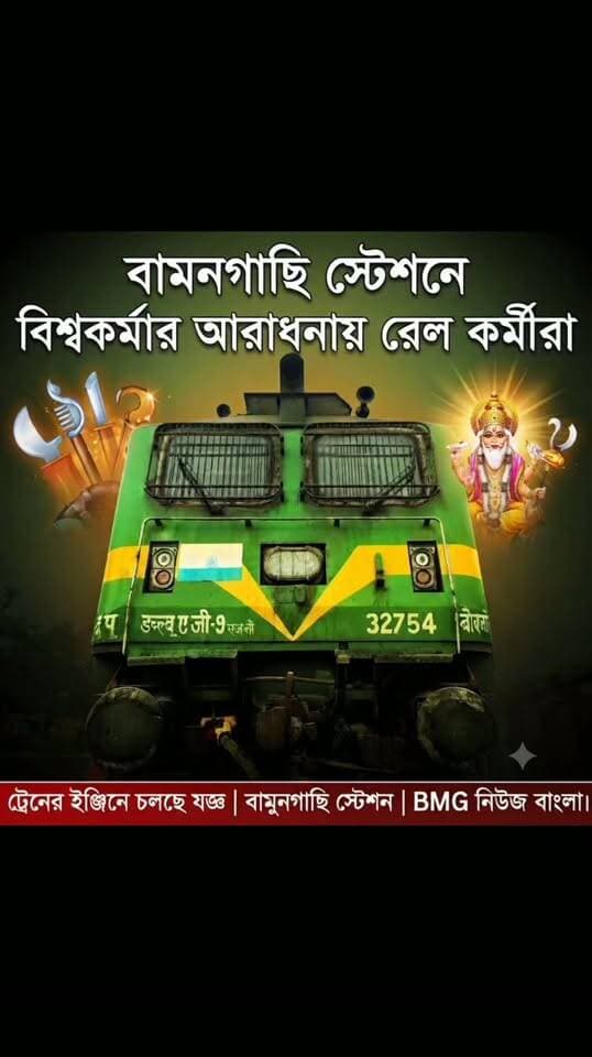 বামনগাছি স্টেশনে বিশ্বকর্মার আরাধনায় রেল কর্মীরা!
যাত্রীদের নিরাপদ ও যান্ত্রিক ত্রুটিহীন রেলযাত্রা নিশ্চিত করতে এবং সুন্দর পরিষেবার কামনায় বিশ্বকর্মা পুজোয় মেতে উঠেছে ভারতীয় রেল। পূর্ব রেলের বামনগাছি স্টেশনে রেলকর্মীদের এই উদ্যোগে সামিল হলেন সাধারণ যাত্রীরাও। ট্রেনের ইঞ্জিন এবং স্টেশন চত্বরে নিষ্ঠাভরে চলল দেবশিল্পীর আরাধনা ও বিশেষ যজ্ঞ।
🚂✨ দেখুন বামনগাছি স্টেশনের বিশেষ মুহূর্তের কিছু দৃশ্য!
ভাইরাল হ্যাশট্যাগ:
#VishwakarmaPuja #IndianRailways #BamungachiStation #BMGNewsBangla #RailwaysUpdate #WestBengalNews #SafeJourney #IndianRail #DevshilpiVishwakarma #TrainLovers