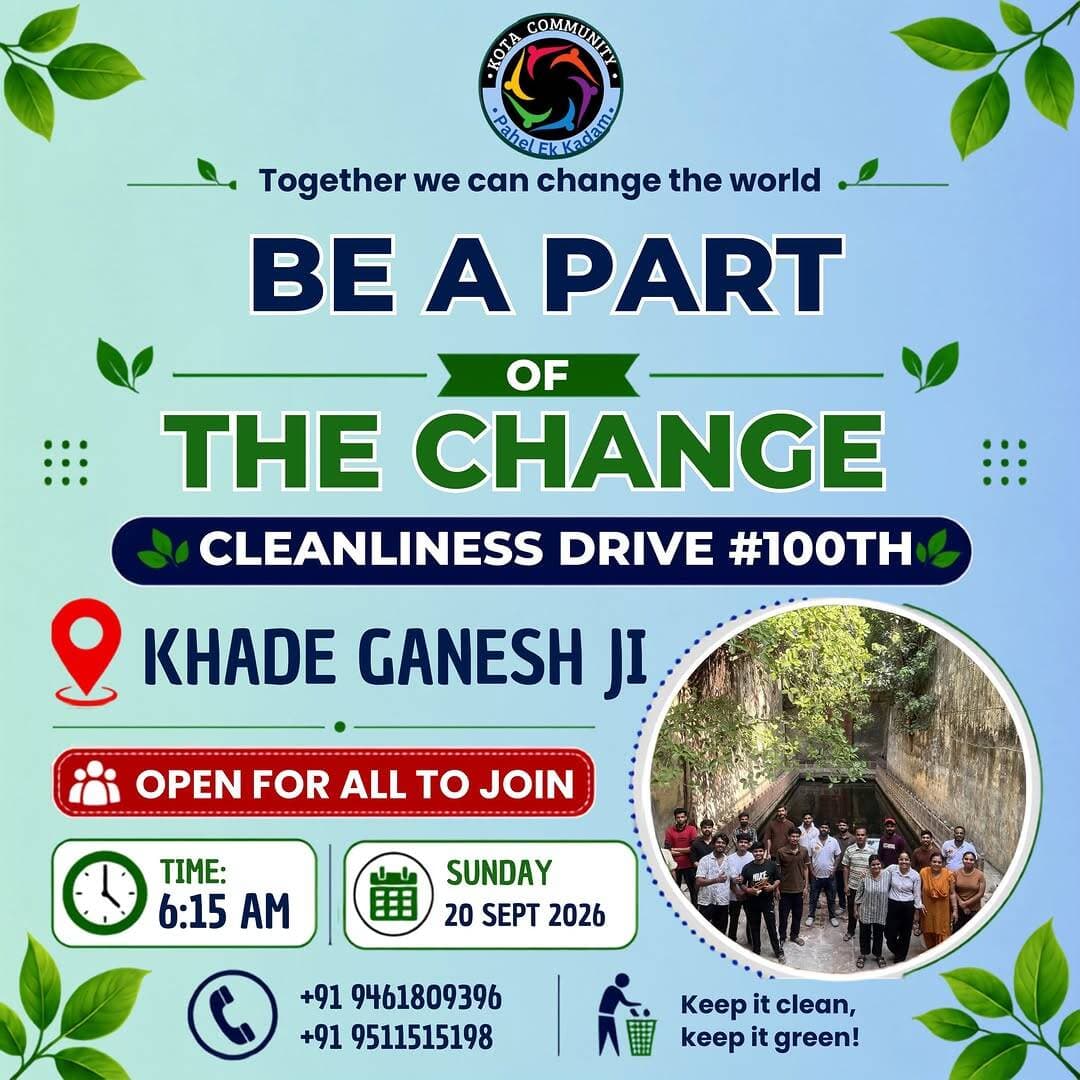 Join us in cleanliness drive 100th at khade ganesh ji temple