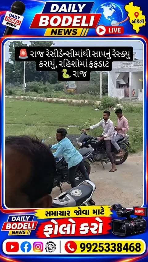 BREKING NEWS 🚨 રાજ રેસીડેન્સીમાંથી સાપનું રેસ્ક્યુ કરાયું, રહિશોમાં ફફડાટ
🐍 રાજ
#news #trending #breakingnews #gujaratnews