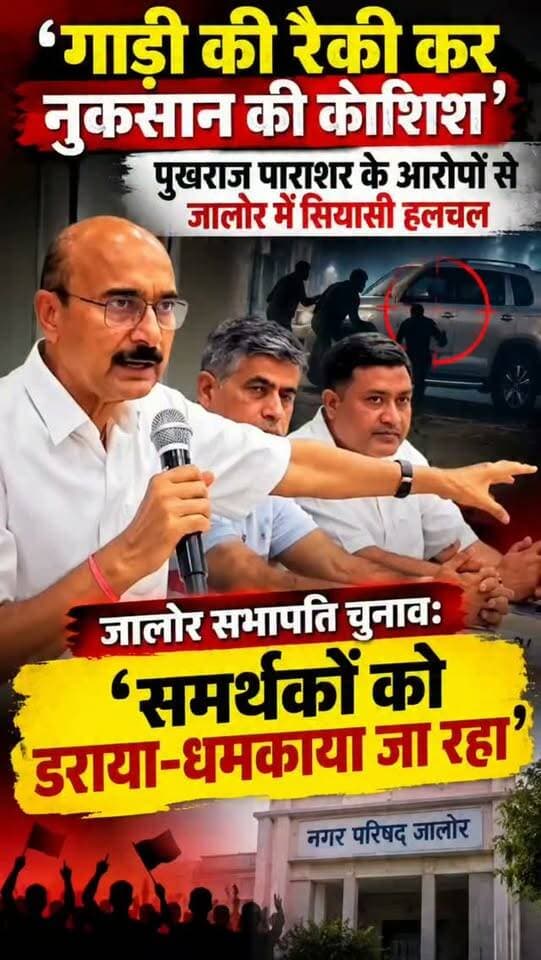 जालोर निकाय चुनाव में सियासी घमासान, पुखराज पाराशर ने लगाए गंभीर आरोप