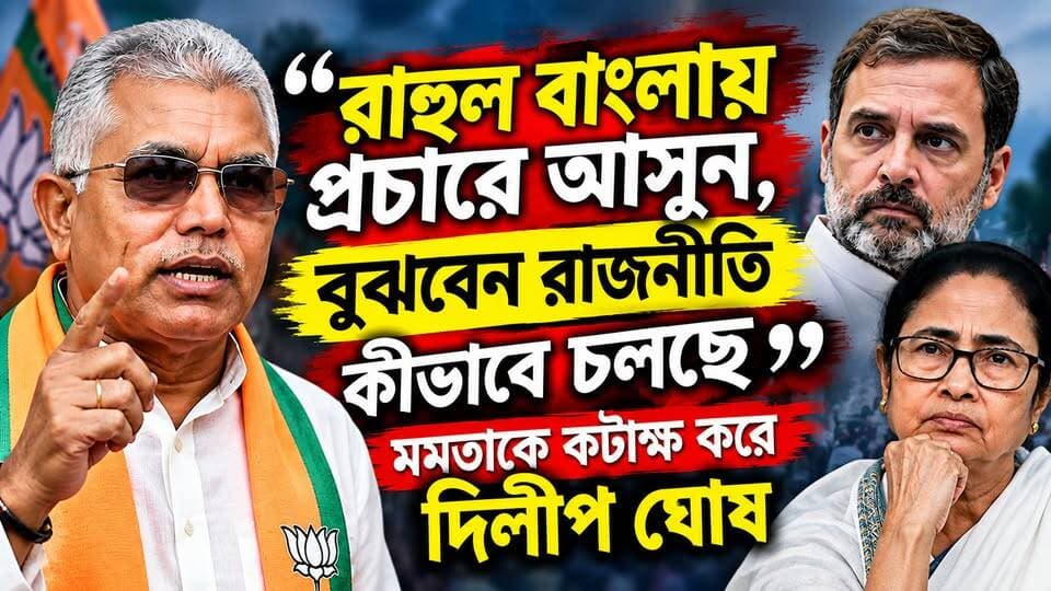 “রাহুল বাংলায় প্রচারে আসুন, বুঝবেন রাজনীতি কীভাবে চলছে”—মমতাকে কটাক্ষ করে দিলীপ ঘোষ