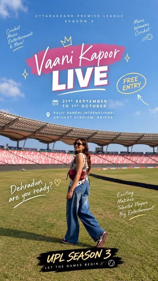 Dehradun, are you ready? 🏏✨
UPL Season 3 is here! From 21st September to 1st October, experience exciting cricket, emerging talent, and an opening ceremony featuring Vaani Kapoor LIVE! 🔥
📍 Rajiv Gandhi International Cricket Stadium, Raipur
🎟️ Free Entry
Save this reel & tag your cricket buddy! 👀🏏
#UPLT20 #UPLSeason3 #Dehradun #Uttarakhand #CricketInDehradun