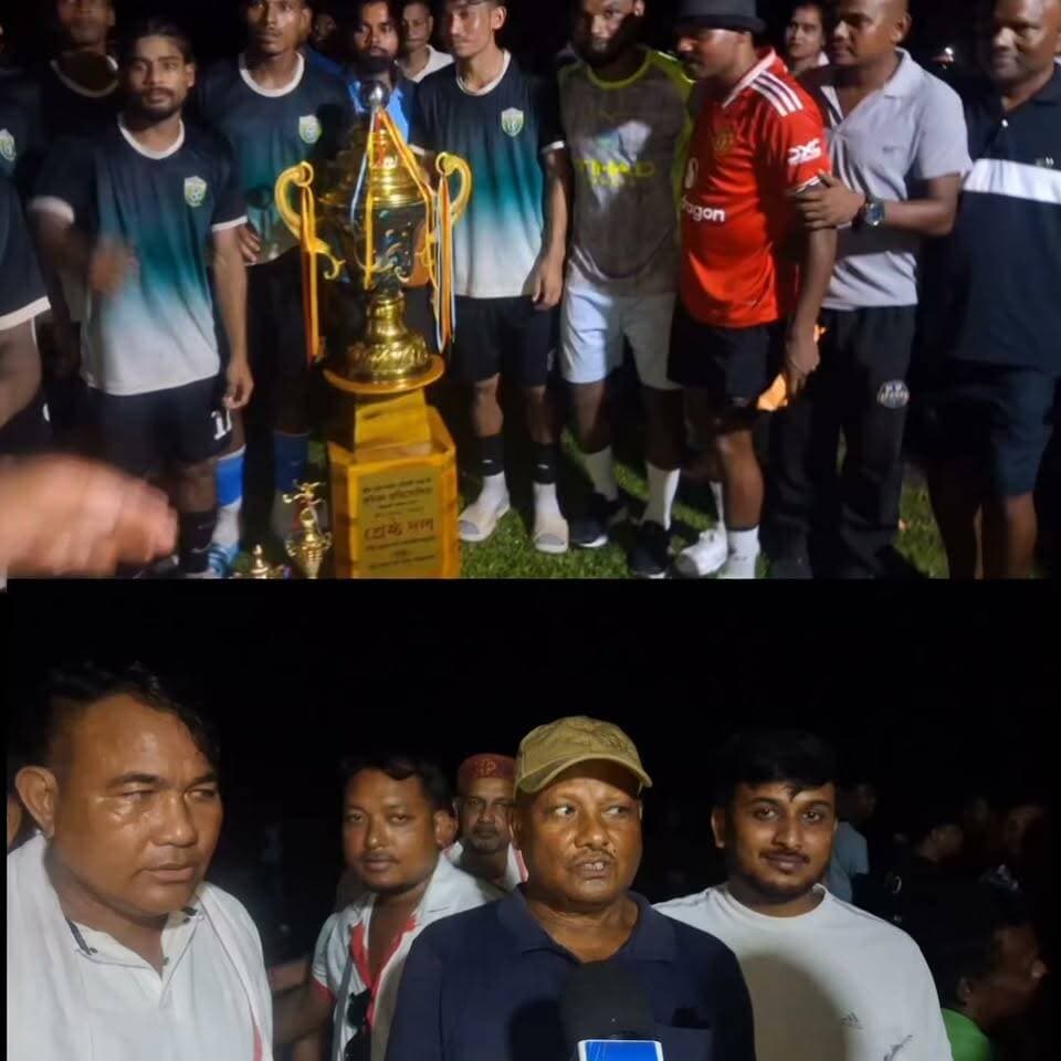 শ্বহীদ মুকুন্দ কাকতি স্মৃতি ফুটবল চূড়ান্ত খেলত মহালক্ষ্মী ফুটবল একাদশ বিশ্বনাথ চাৰিআলিৰ জয়লাভ।
মিছামাৰী যুৱক সংঘৰ সৌজন্যত অনুষ্ঠিত হোৱা শ্বহীদ মুকুন্দ কাকতি স্মৃতি ট্ৰফি ও প্ৰাইজমানী ফুটবল প্ৰতিযোগিতাৰ আজি চূড়ান্ত খেল খেলখন মহালক্ষ্মী ফুটবল একাদশ বিশ্বনাথ চাৰিআলি আৰু মিক্স বইজ ফুটবল একাদশৰ মাজত অনুষ্ঠিত হয়। অতি উত্তেজনা পূৰ্ণ খেলত দুয়ো দলে কোনো গলৰ সমতা স্থাপন কৰিব নোৱাৰি ট্ৰাইবেকাৰৰ জৰিয়তে মহালক্ষ্মী দলে জয়লাভ কৰিবলৈ সক্ষম হয়।
#public #friends #highlights #news #viral #reels #everyone #facebook #barta24x7