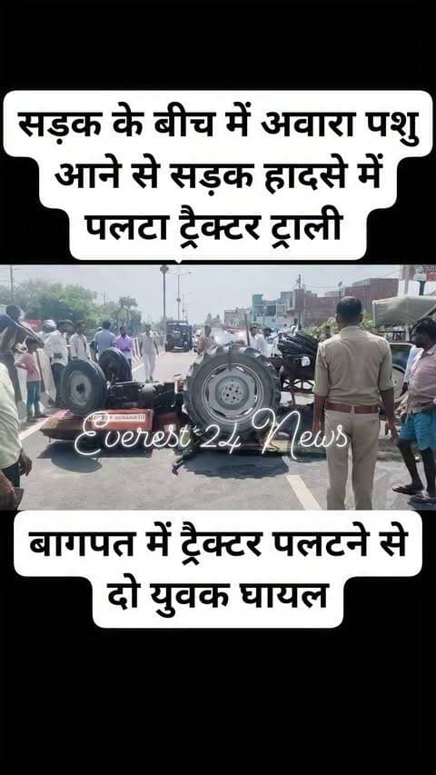 दिल्ली यमुनोत्री हाइवे पर सिसाना गांव के समीप ट्रैक्टर बुग्गी के सामने आ गई आवारा पशु जिससे कि ट्रैक्टर नियंत्रण होकर हाईवे पर पलट गया जिसमें दो लोग घायल बताए जा रहे हैं।