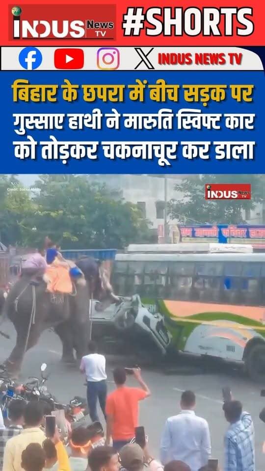 बिहार के छपरा में बीच सड़क पर गुस्साए हाथी ने मारुति स्विफ्ट कार को तोड़कर चकनाचूर कर डाला
#bihar #Chhapra_Jila #elephant #attack #swiftcars #newsfeed #viral #reelsvideo #NewsUpdate #LatestNews #BreakingNews #newseason #shorts #viralpost #viralreels #viralreelsシ #reelsviralシ #reelsviral #reelsfbシ #reelsvideoシ #BiharNews #BiharUpdates #ChhapraNews #chhapracity #ElephantAttack #animals #animalattack #NewsAlert