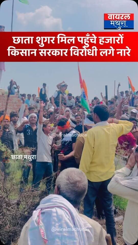 #मथुरा - छाता शुगर मिल पर जनपद के कोने-कोने से हजारों की संख्या में किसान और ग्रामीण पहुंचे सीधे छाता शुगर मिल धरना स्थल
👉तड़के प्रशासनिक कार्रवाई के बाद उग्र हुए किसानों ने कैबिनेट मंत्री चौधरी लक्ष्मी नारायण और छाता पुलिस-प्रशासन के खिलाफ लगाए कड़े मुर्दाबाद के नारे
#viralmathura #mathuranews #mathurapolice #chhatasugarmill