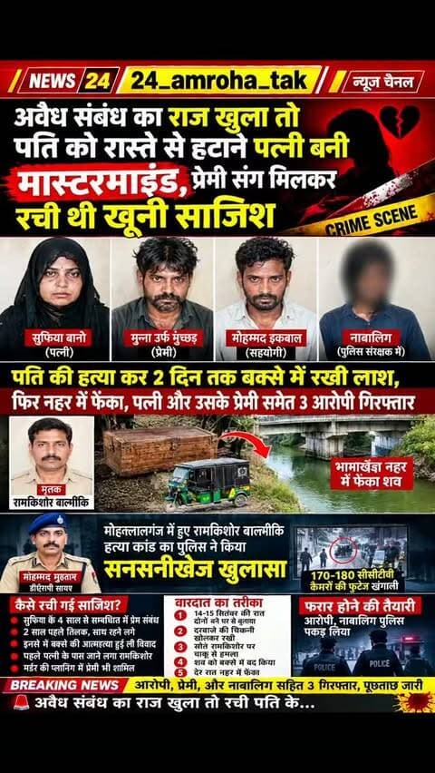 अवैध संबध का राज खुला तो पति को रास्ते से हटाने पत्नी बनी मास्टरमाइंड प्रेमी संग मिलकर रची थी खूनी साजिश
#vairal
#एबीपीन्यूज
#24_अमरोहा_तक
#vairalreels