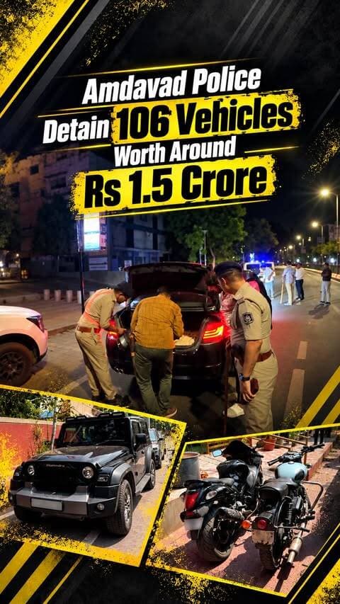 A special checking drive on CG Road, Amdavad, led to the detention of 106 vehicles for various traffic violations. The action followed concerns over overspeeding and phone-snatching incidents, with a focus on safer roads and public awareness.
#Amdavad #CGRoad #TrafficPolice #RoadSafety #VehicleChecking
