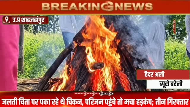 जलती चिता पर चिकन पकाने का आरोप, परिजनों ने देखा तो मचा हंगामा; तीन गिरफ्तार #viral #flowers #up #news #shahjahanpur