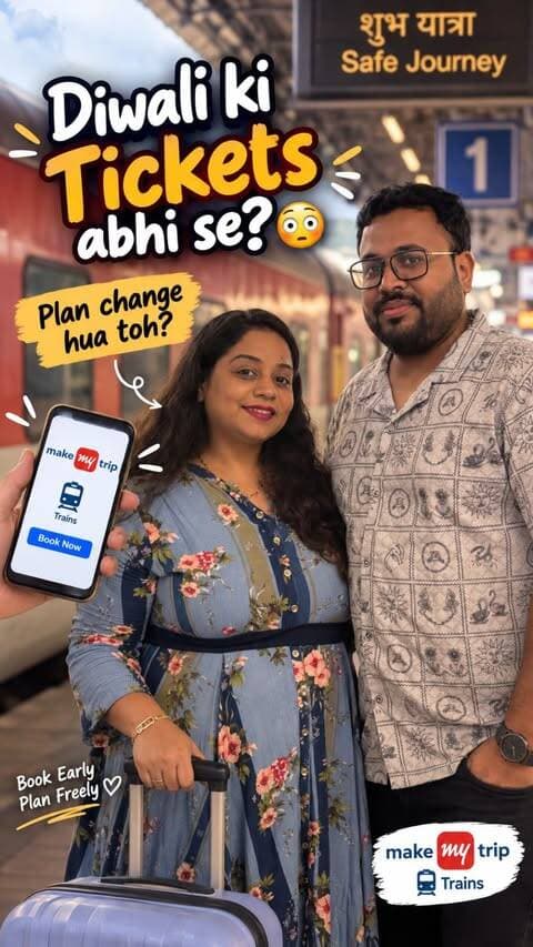 Diwali plans ban rahe hain, toh train tickets bhi early book kar lo 🚆✨
Aur plans change ho jaayein toh MakeMyTrip Trains ka “Cancel at 0” check kar lena! ❤️
#viralreel #MakeMyTrip #TrainBooking #FreeCancellation #ad