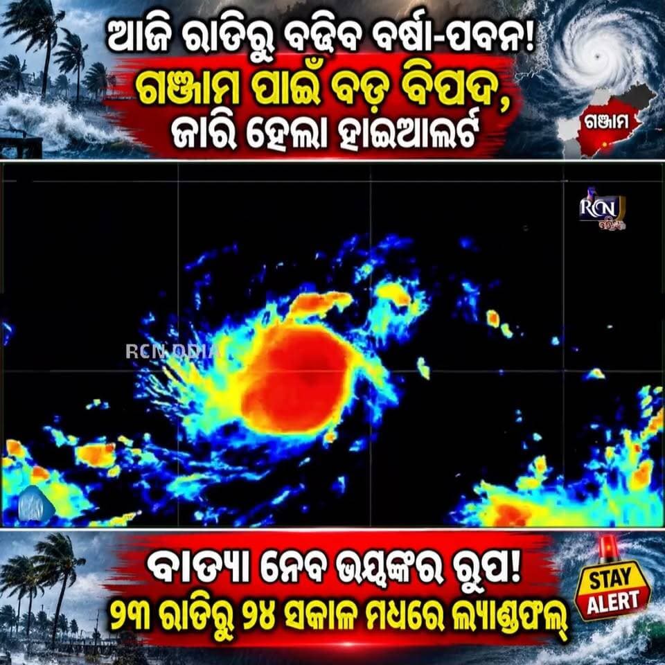🚨🌀 ବାତ୍ୟାକୁ ନେଇ ବଡ଼ ଅପଡେଟ୍! ଆଜି ରାତିରୁ ବଢିବ ବର୍ଷା-ପବନ!
🌧️ ଗଞ୍ଜାମ ପାଇଁ ବଢୁଛି ଚିନ୍ତା!
💨 ୪୫–୮୦ କିମି ବେଗରେ ପବନର ସମ୍ଭାବନା
🌊 ସମୁଦ୍ର ହେବ ଅଶାନ୍ତ
🚨 ୨୩ ରାତିରୁ ୨୪ ସକାଳ ମଧ୍ୟରେ ସ୍ଥଳଭାଗ ଛୁଇଁବାର ଆକଳନ
📢 ଗଞ୍ଜାମରେ ପ୍ରଶାସନ ସଜାଗ। ମତ୍ସ୍ୟଜୀବୀ ଓ ସମୁଦ୍ରକୂଳ ଅଞ୍ଚଳର ଲୋକଙ୍କୁ ସତର୍କ ରହିବାକୁ ପରାମର୍ଶ।
👉 ଆପଣଙ୍କ ଅଞ୍ଚଳରେ ପାଗ କେମିତି ଅଛି? କମେଣ୍ଟରେ ଜଣାନ୍ତୁ।
📲 ତାଜା ଅପଡେଟ୍ ପାଇଁ RCN ODIAକୁ Follow କରନ୍ତୁ।
#CycloneAlert #OdishaWeather #Ganjam #OdishaNews #WeatherUpdate #HeavyRain #CycloneOdisha #RCNOdia #BreakingNews