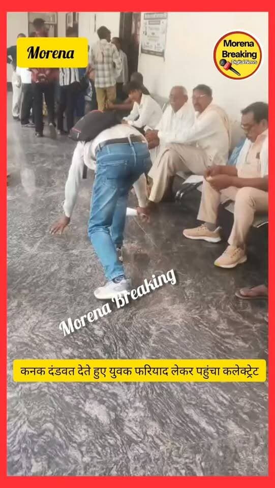 मुरैना में जनसुनवाई के दौरान युवक ने कनक दंडवत देते हुए सुनाई अपनी फरियाद👇,देखिए क्या है पूरा मामला